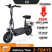 iScooter F3 Electric Scooter 1000W Powerful Motor 45km/h Speed 10 Inch Pneumatic Tires Adult Foldable E-Scooter with Seat