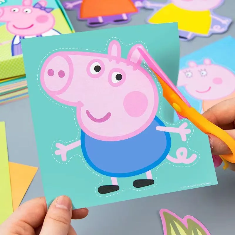 108pcs Peppa Pig Funny Paper Cuttings Origami Handmade Children\'s Colored Paper Kinder garten Learn Cartoon Baby Puzzle Toy Gift