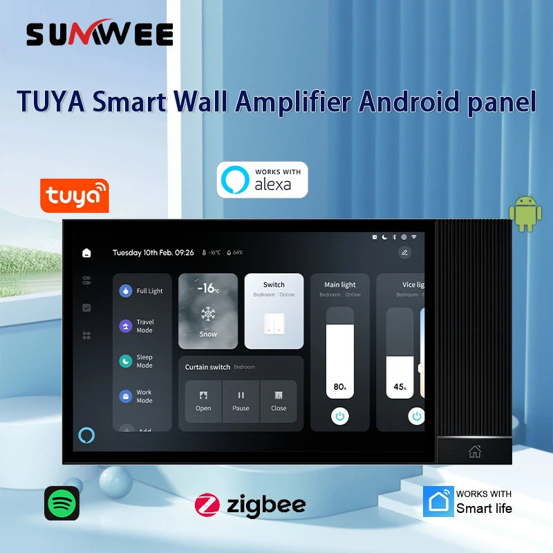 Multilingual TUYA Smart Home Control Panel audio in wall amplifier multifunction Bluetooth ZIGBEE Gateway Android11 sound system