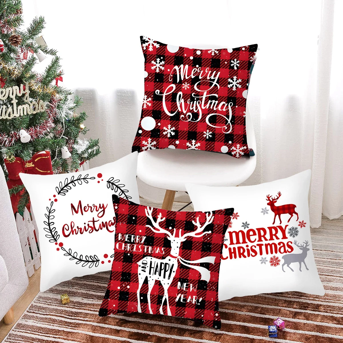 Fodera per cuscino natalizio Navidad decorazioni di buon natale per la casa 2024 federa di natale Noel ornamenti di natale regalo di capodanno 2025