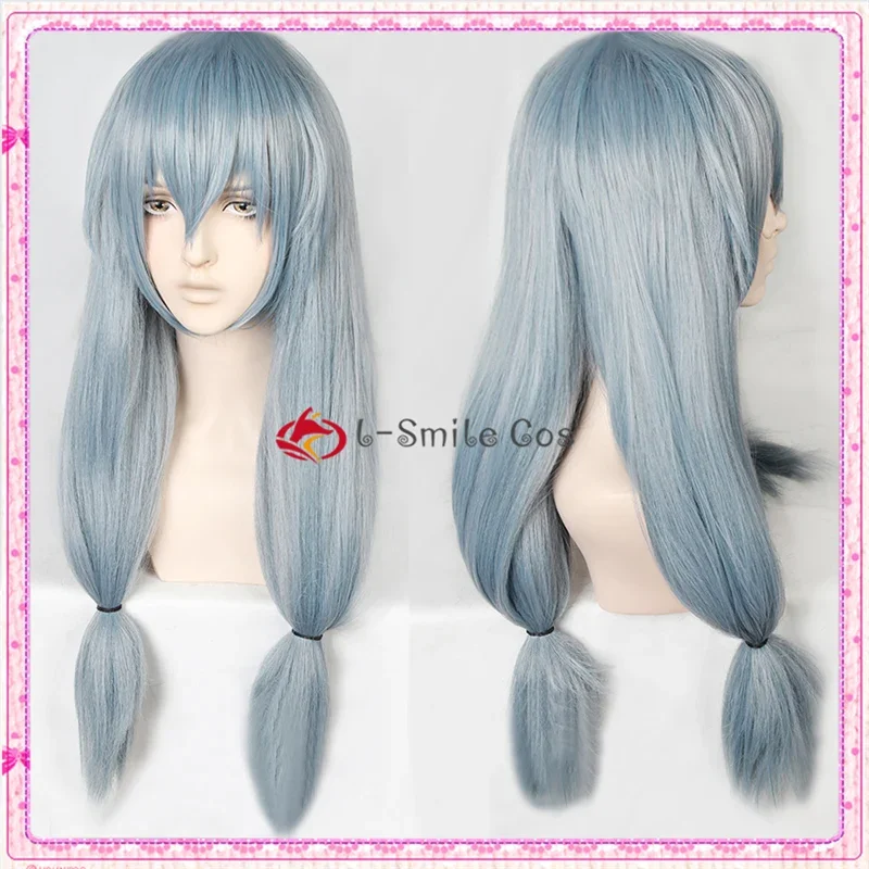 Anime Mahito Wig 65cm Grey Blue Ponytail Mahito Cosplay Hair Heat Resistant Synthetic Cosplay Anime Wigs Wig Cap