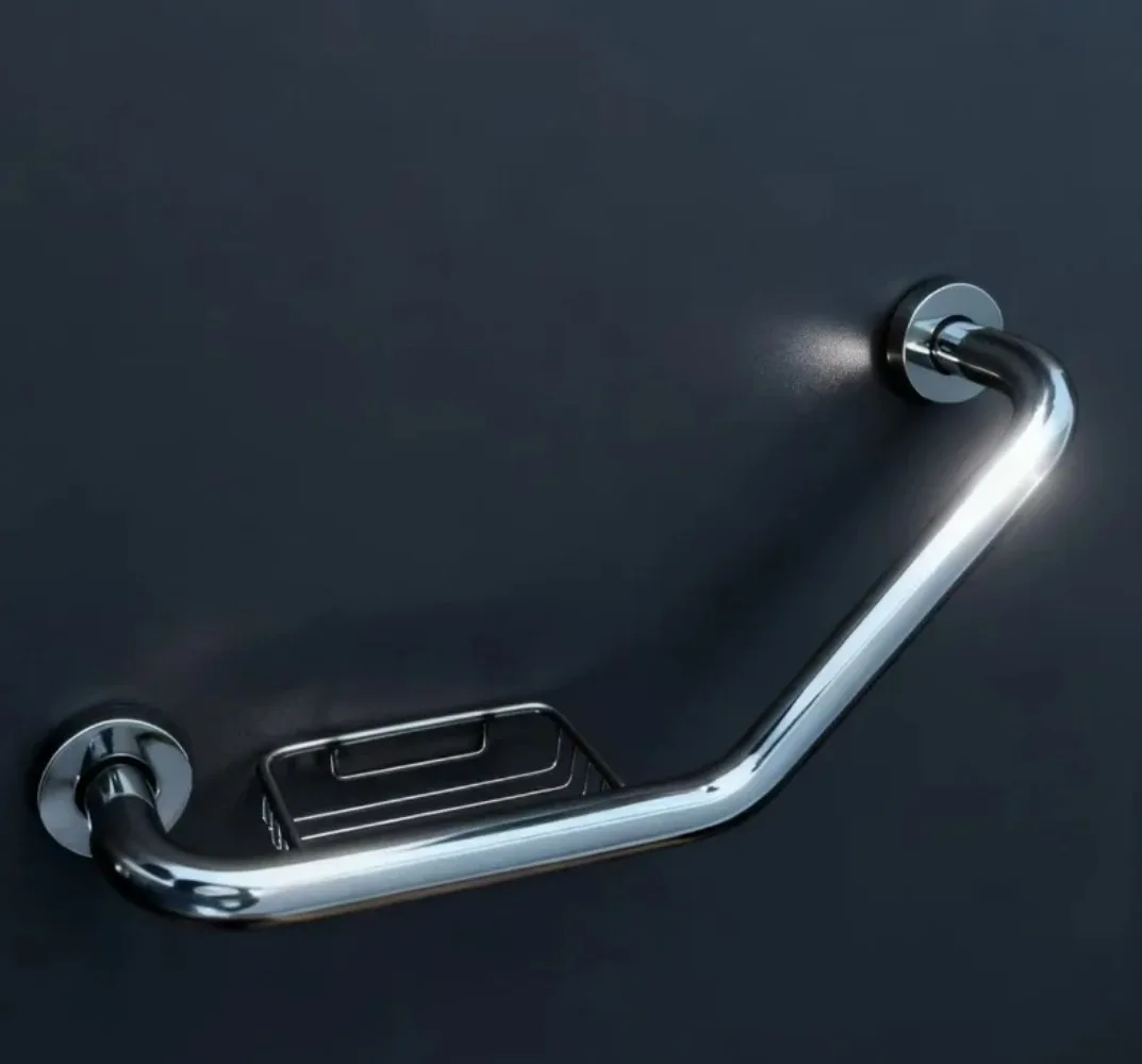 Bathroom Shower Angled Grab Bar Safety Rail, Bathtub Grip Toilet Handrail Arm Safe-Grip Bar for Elderly Helping