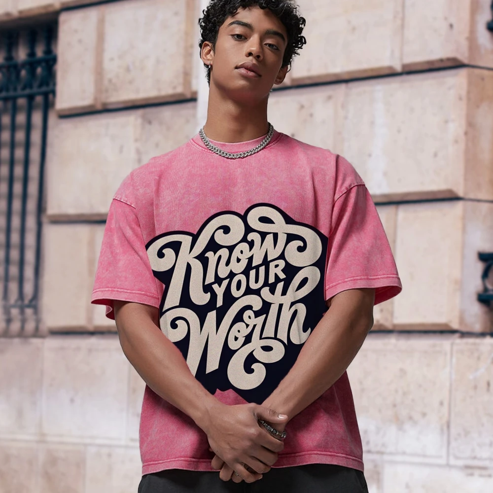 Y2k Graphic T-Shirt,Know Your Worth Slogan Print,Freestyle,Confident and Inspirational,Soft Fabric for Motivational Casual Looks
