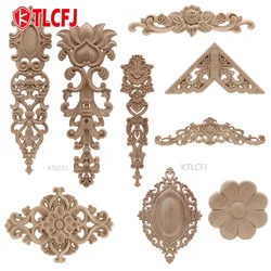 KTLCFJ Floral Wood Carved Corner Applique Vintage Wooden Carving Decal For Furniture Cabinet Door Frame Wall Home Decor Crafts