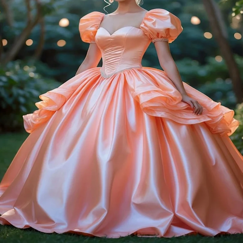 

A2748 Золушка, принцесса для девочек, платья Quinceanera, бальное платье с короткими рукавами, выпускной, день рождения, 15, одежда для первого причастия по индивидуальному заказу