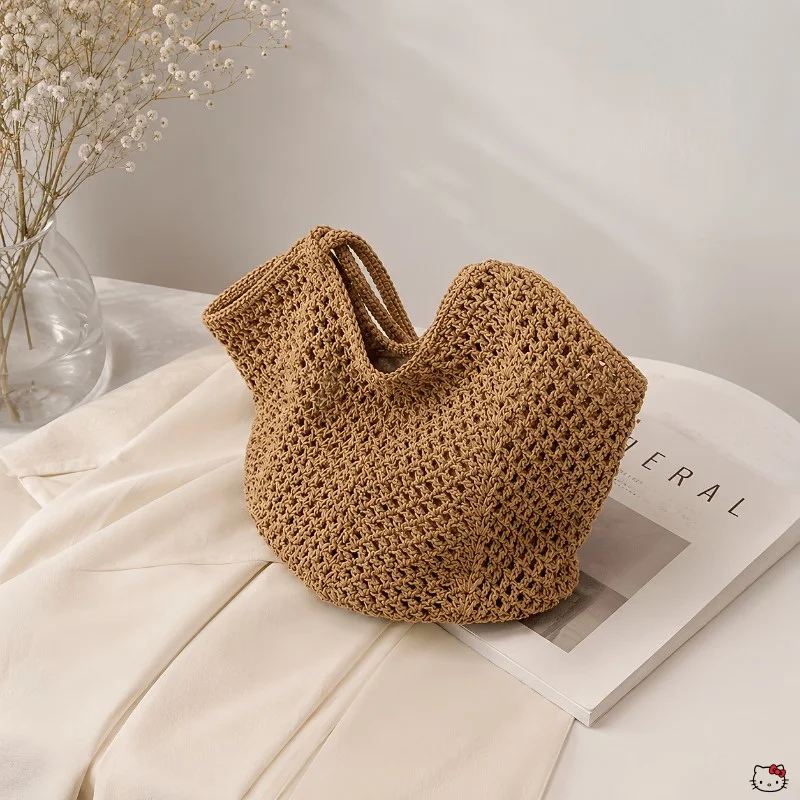 Damen-Tragetasche mit großem Fassungsvermögen – leichte und atmungsaktive Schultertasche, geeignet für Strand, Reisen, Einkaufen und den täglichen Gebrauch, offene Freizeithandtasche, einfach zu tragen, ideal für den Arbeitsweg. – Detail 7