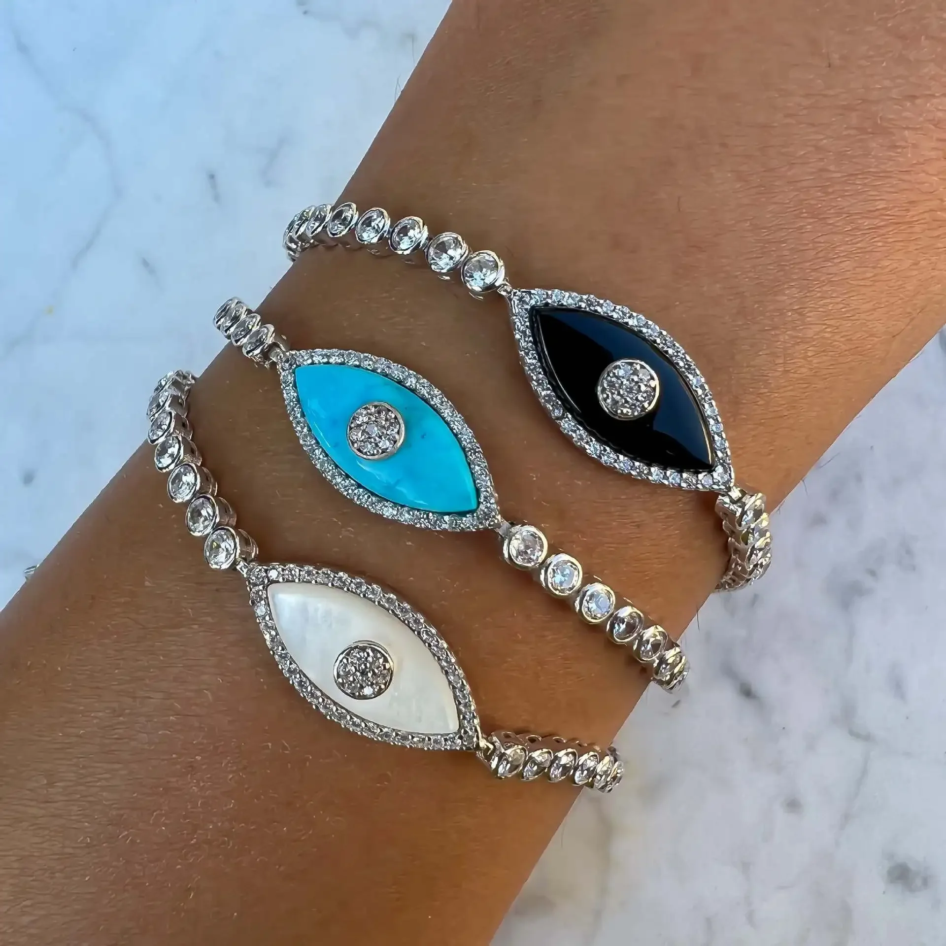 New Fashion Blue Evil Eye Bracelet For Women Gold Color Adjustable Lucky Chain Zircon Bracelet Necklace Jewelry Accessories Gift