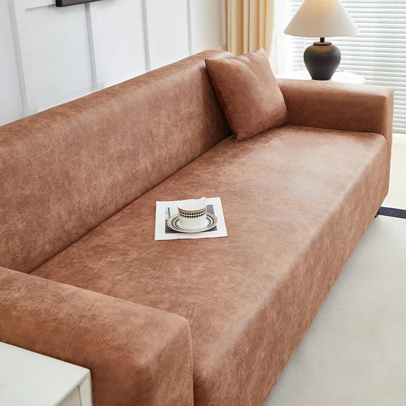 Waterproof Faux Leather Sofa Slipcove Elastic Anti Cat Scratch Sofa Covers for Living Room 1/2/3/4seater Couch Cover Home Decor