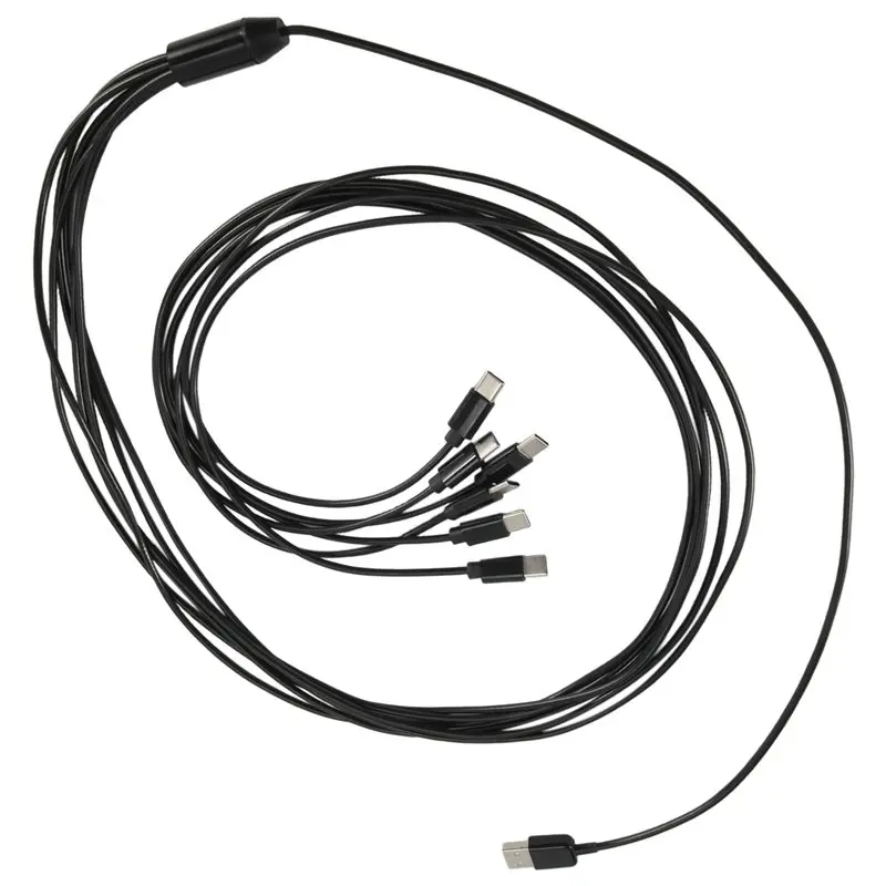 M07K-1 PCS 6-In-1 USB Type C Splitter Cable C Data Transmission Charing Cable Black ABS For Phone Tablet