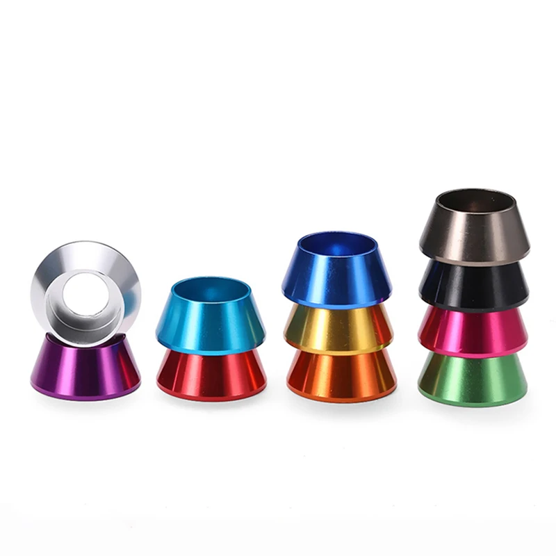 5-10 قطعة غطاء ألومنيوم رئيس مخروط غسالة M2 M2.5 M3 M4 M5 M6 M8 Corlorful سبائك الألومنيوم HexCap رئيس طوقا لقطع RC #2