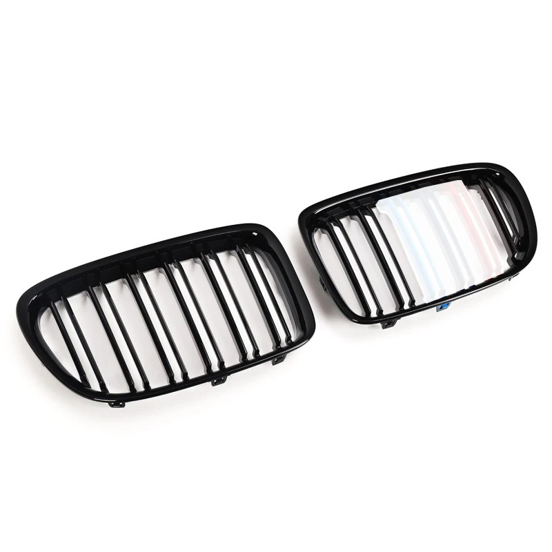 Suitable for Replacing The Front Grille of The BMW X1 E84 Modified with A Double Bar Bright Three Color Stripe Grille Frame