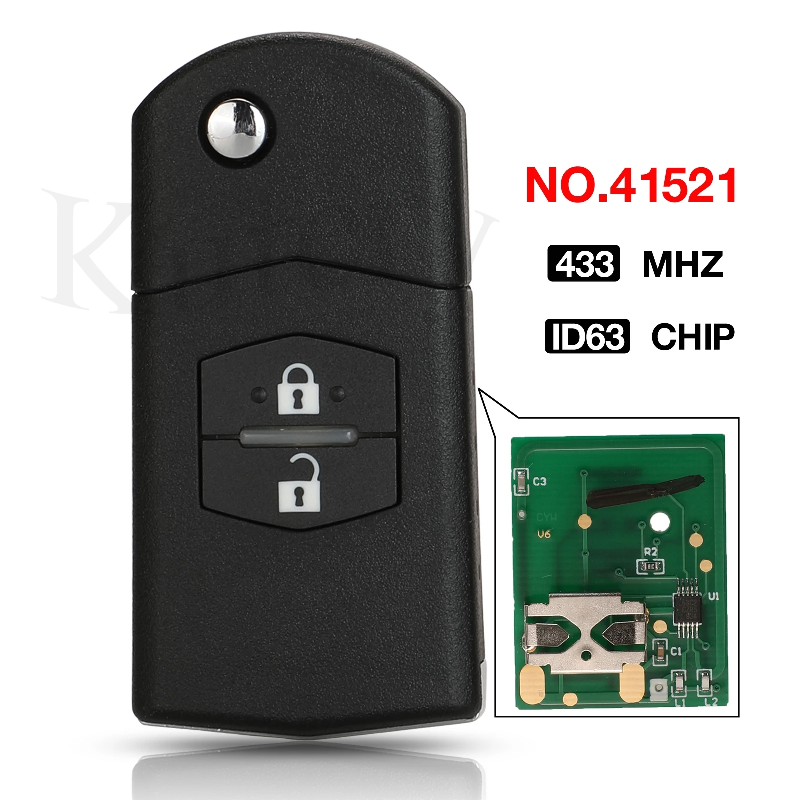 kutery aggiornato flip chiave a distanza dell'automobile 2 Pulsante 433MHz 4D63 Chip per Mazda 2 3 6 CX7 RX8 CX9 Visteon Model No. 41521