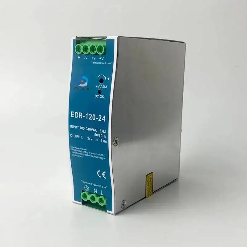 EDR-75 120 150 Series 12V 24V 48V DC 75W 120W 150W Single Output Industrial DIN RAIL Switch Power Supply