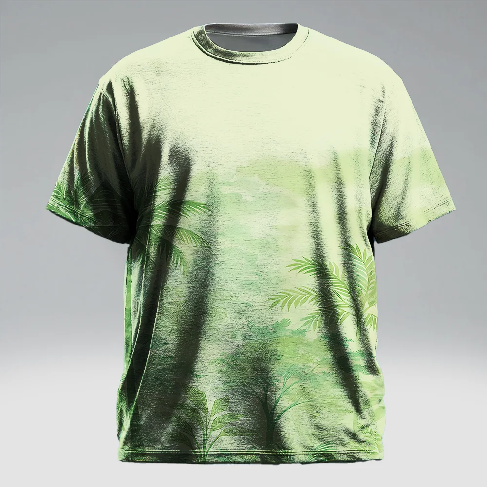 

Мужская футболка с коротким рукавом больших размеров S-9xl: Vibe Coconut Tree — элегантные тропические принты на ладони, устойчивые к морщинам,