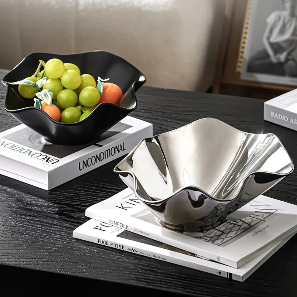 

Керамические тарелки для фруктов, нестандартные кухонные органайзеры, поднос для хранения, настольный контейнер для закусок, волнистая тарелка, декор для кухни