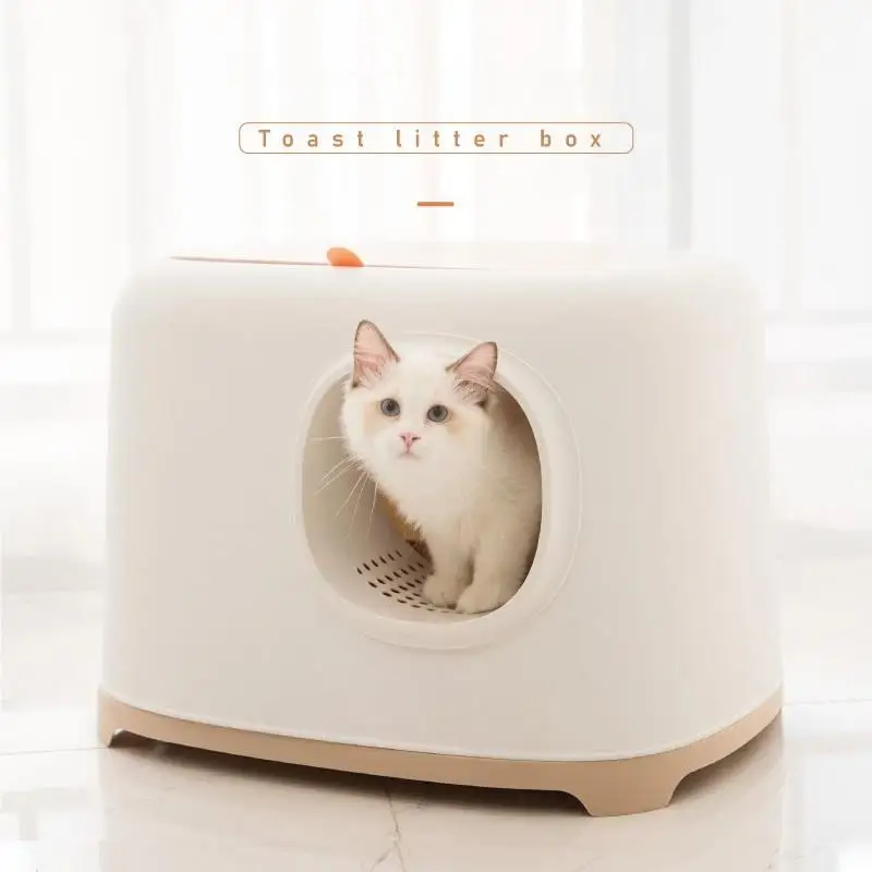 

Fully Enclosed Toast Large Bread Cat Litter Box Large Anti-splash With Hourglass Urine Large Capacity Anti-odor Cat Toilet