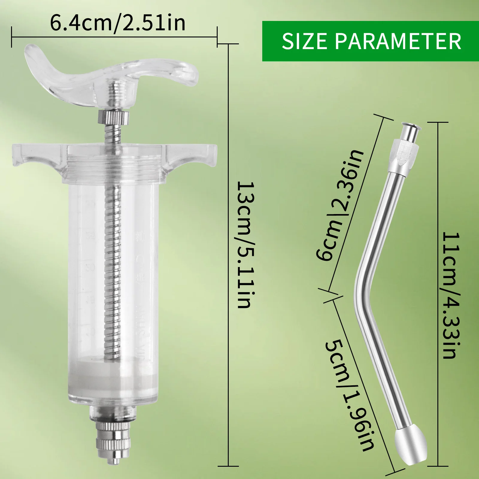 50ml PVC Steel Syringe with Feeding Tube Needle Mice/Parrots/Birds/Poultry/ Elbow Gavage Needles Small Animal Pet Feeding Tools
