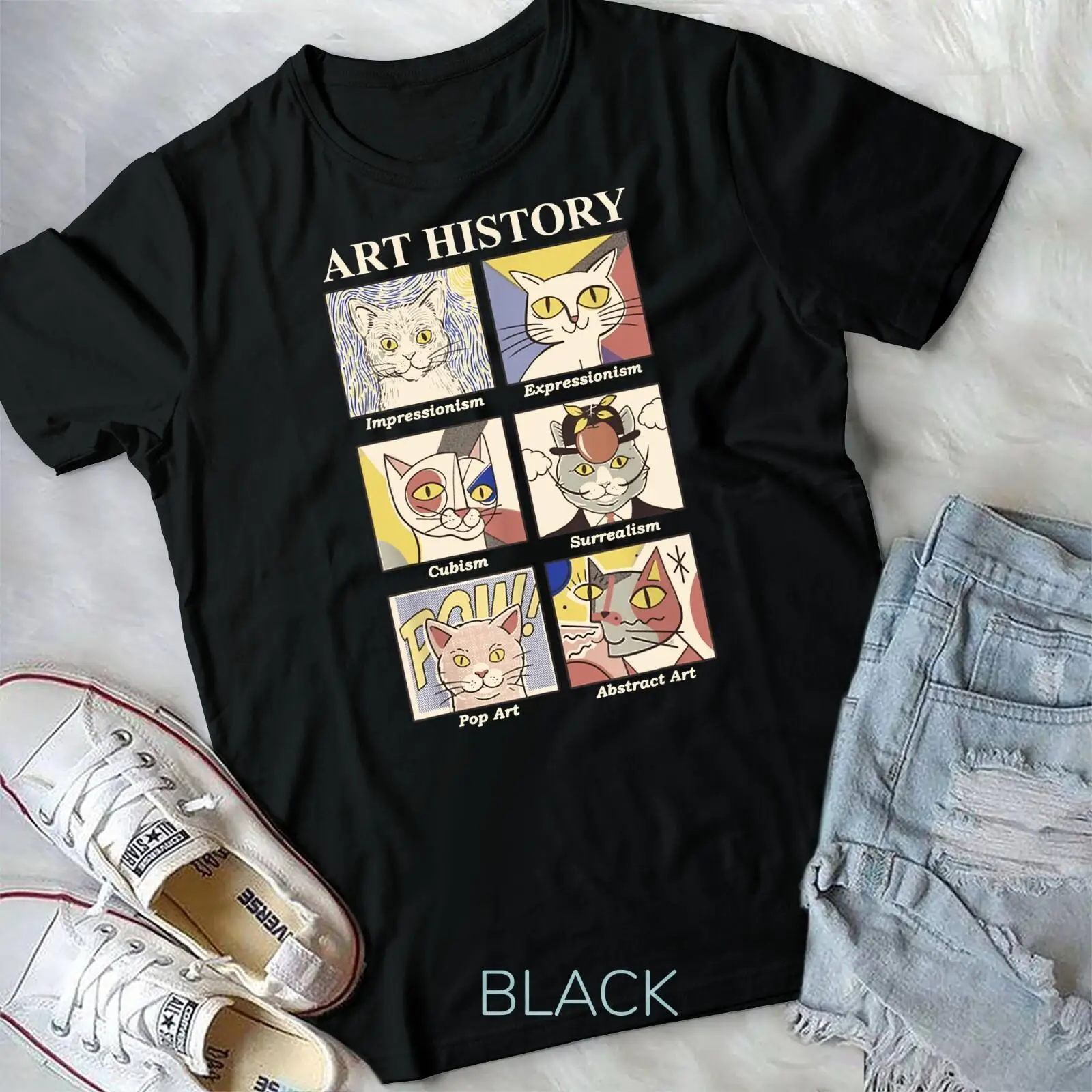 

Cute Artistic Cat - Cat Art History - Cute Cat Painting Unisex T-shirt
