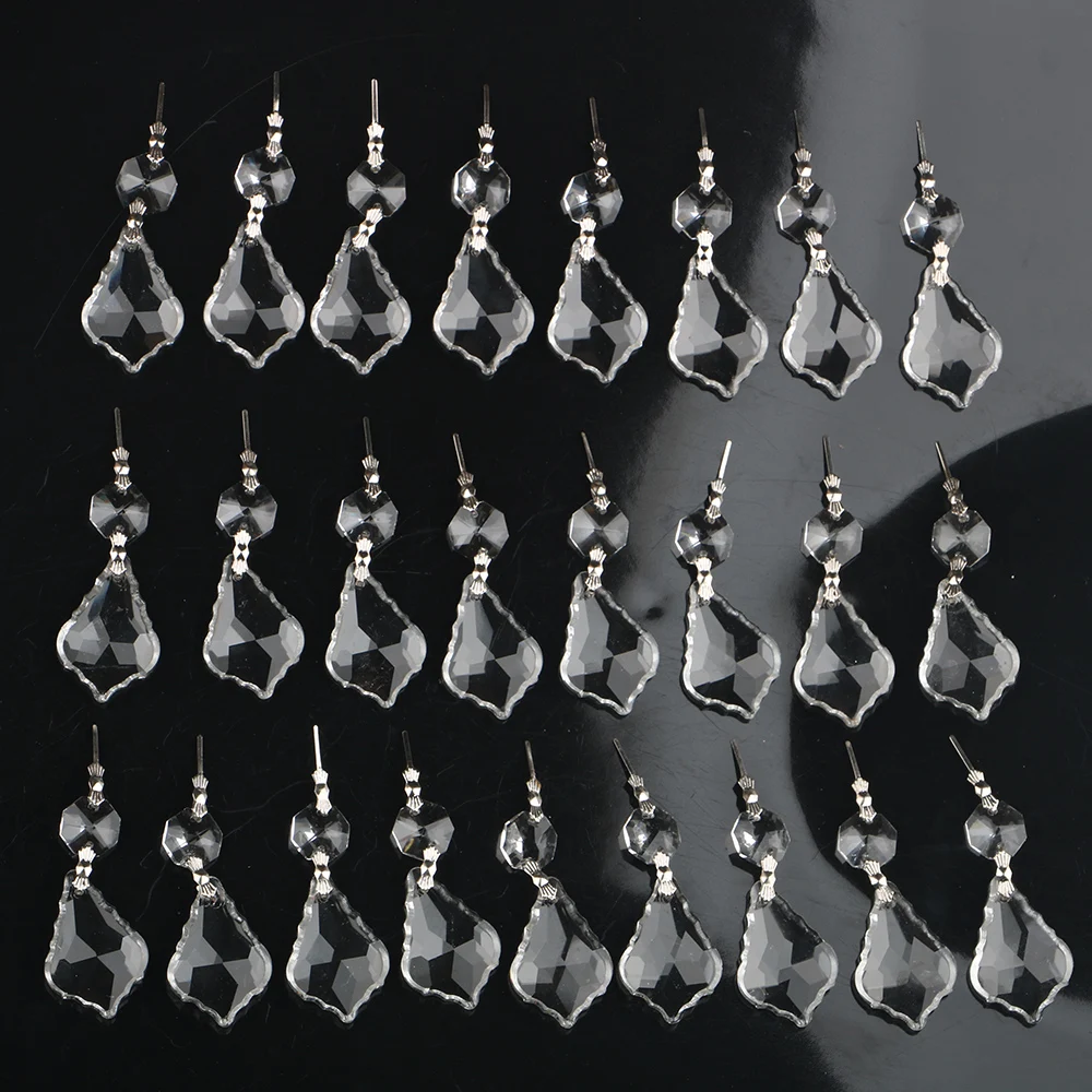 25pcs Maple Leaf Crystal Bead Pendants Glass Crystals Prisms Chandelier Lamp Parts Hanging Ornament Party Wedding Decoration