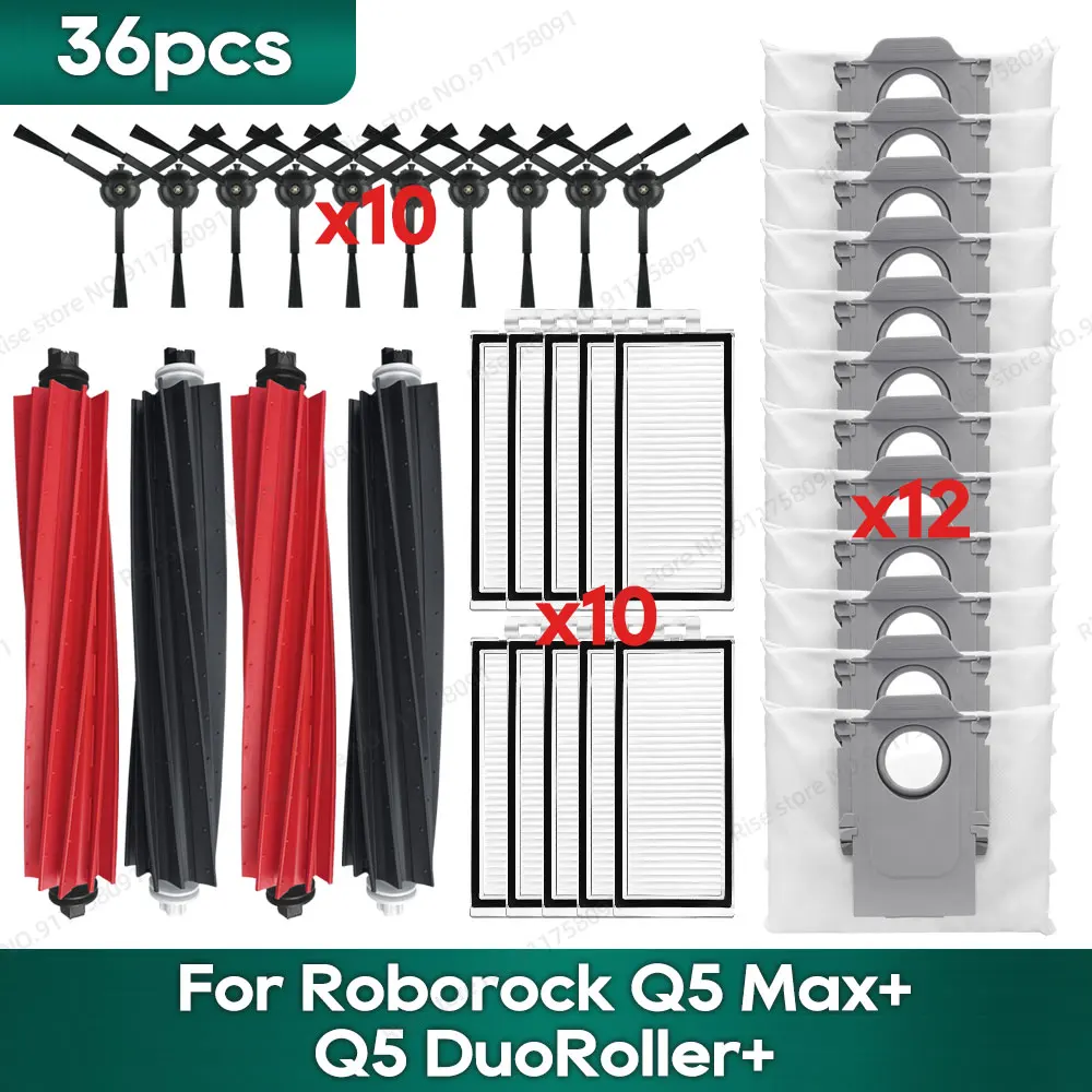 

Compatible for Roborock Q5 Max+, DuoRoller+ Robot Vacuum Accessories Main Side Brush Hepa Filter Mop Rag Dust Bag Parts