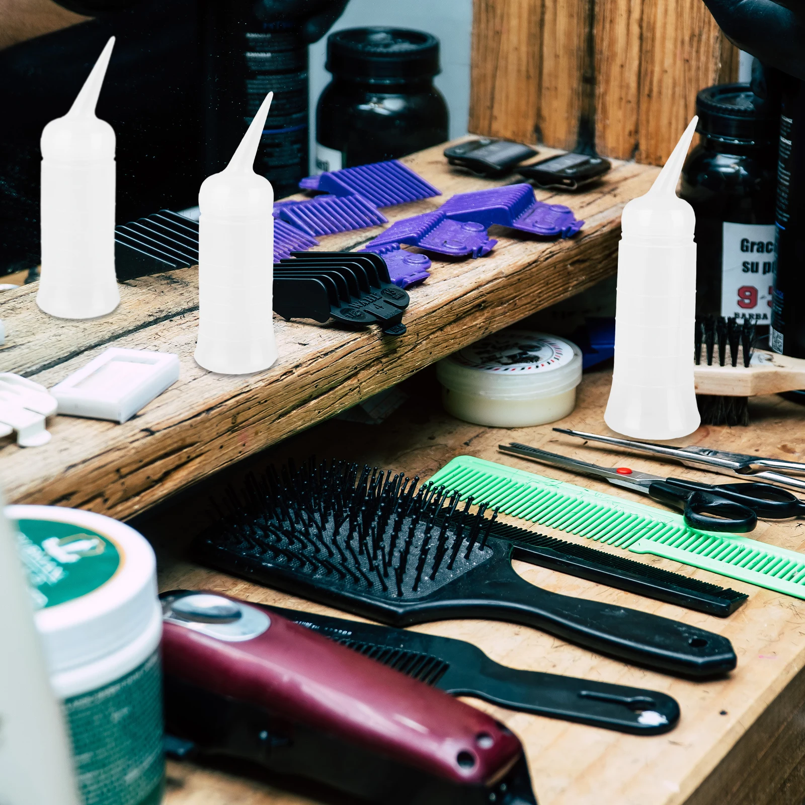 

2 Pcs Dry Cleaning Bottle Even Color Distribution Tool Hair Dye Applicator with Tip Style Salon