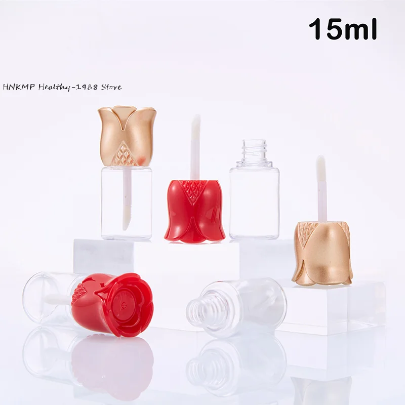 15ml Rose Empty Lip Gloss Tube DIY Plastic Elegant Liquid Lipstick Container Round Mini Lipgloss Sample Bottle