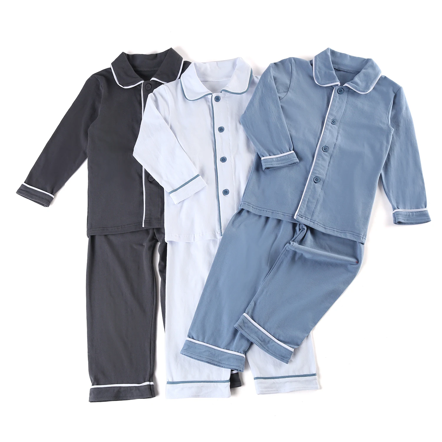 Hot Sale Children Clothes Kids Clothes Plain White Baby Pajamas Sets Winter Boys Home Wear Full Sleeve Soft Boys Girls Pyjamas