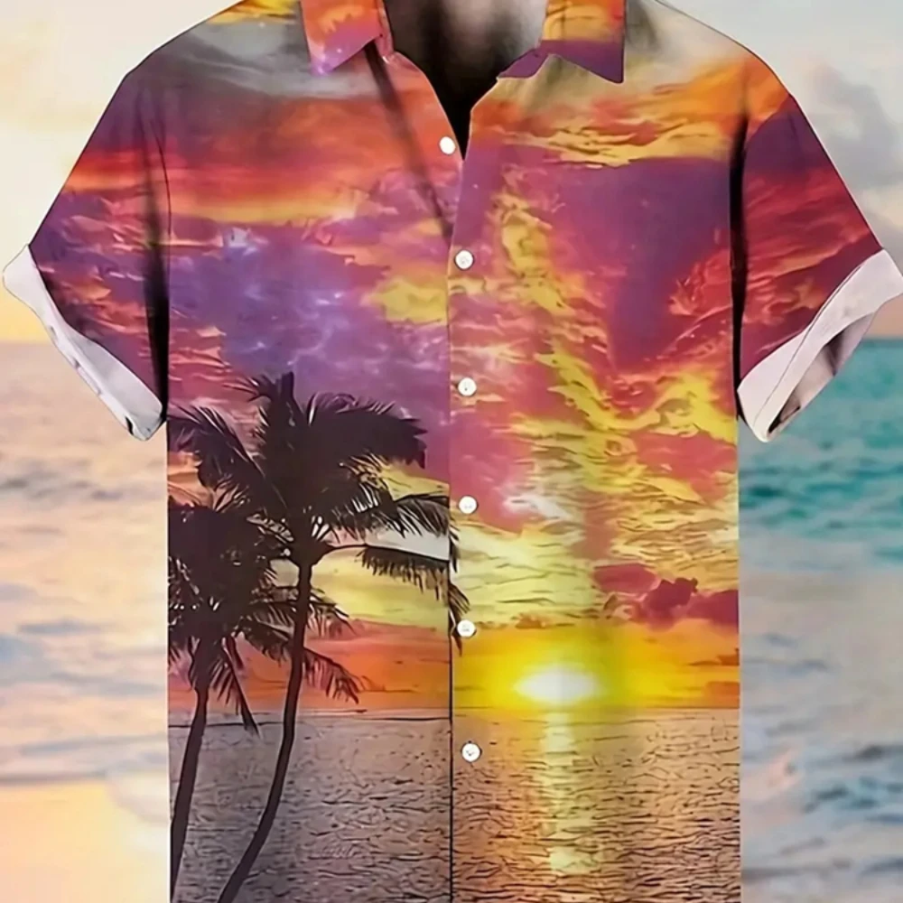 Herenoverhemd Hawaiiaans overhemd met print Dagelijks gebruik Casual en comfortabel Strandvakantie Korte mouwen Revers Modieus herenoverhemd