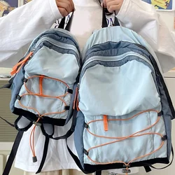 Large Capacity School Bag Contrast Color Backpack Book Bag with Cord Wholesale