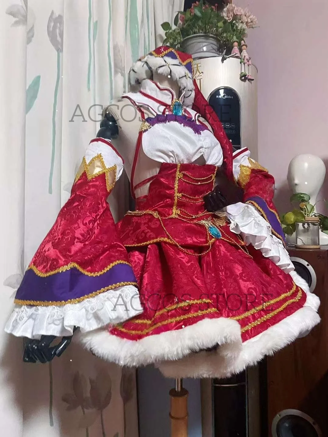 AGCOS حجم مخصص إعادة: الحياة في عالم مختلف من الصفر إميليا تأثيري ملابس عيد الميلاد فستان ازياء تأثيري مخصص