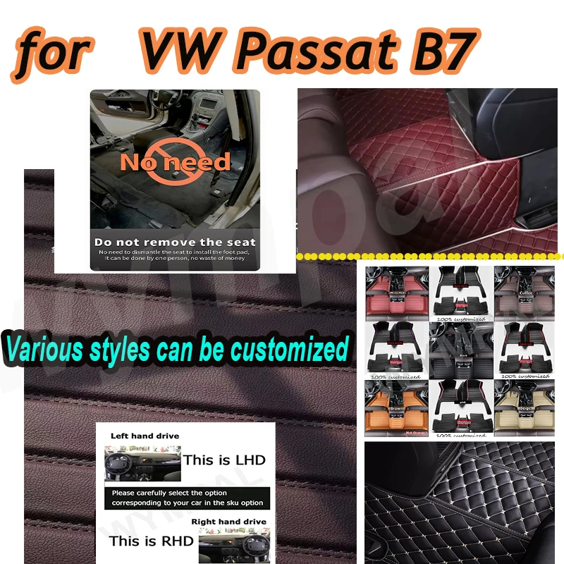 

LUXURY Custom Automotive Car Floor Mats For VW Passat B7 2012 2013 2014 2015 Auto Luxury Leather