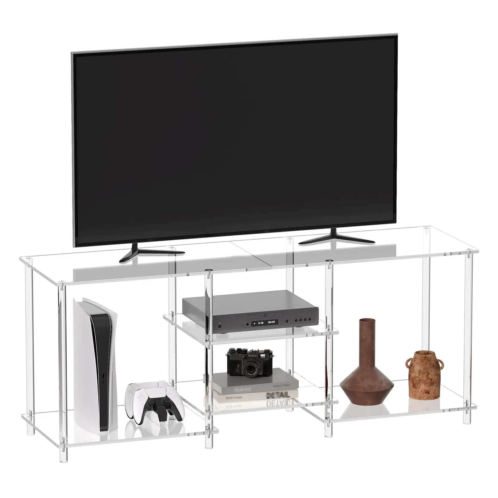 

Acrylic TV cabinet modern simple assembly transparent multi-layer shelf acrylic living room coffee table