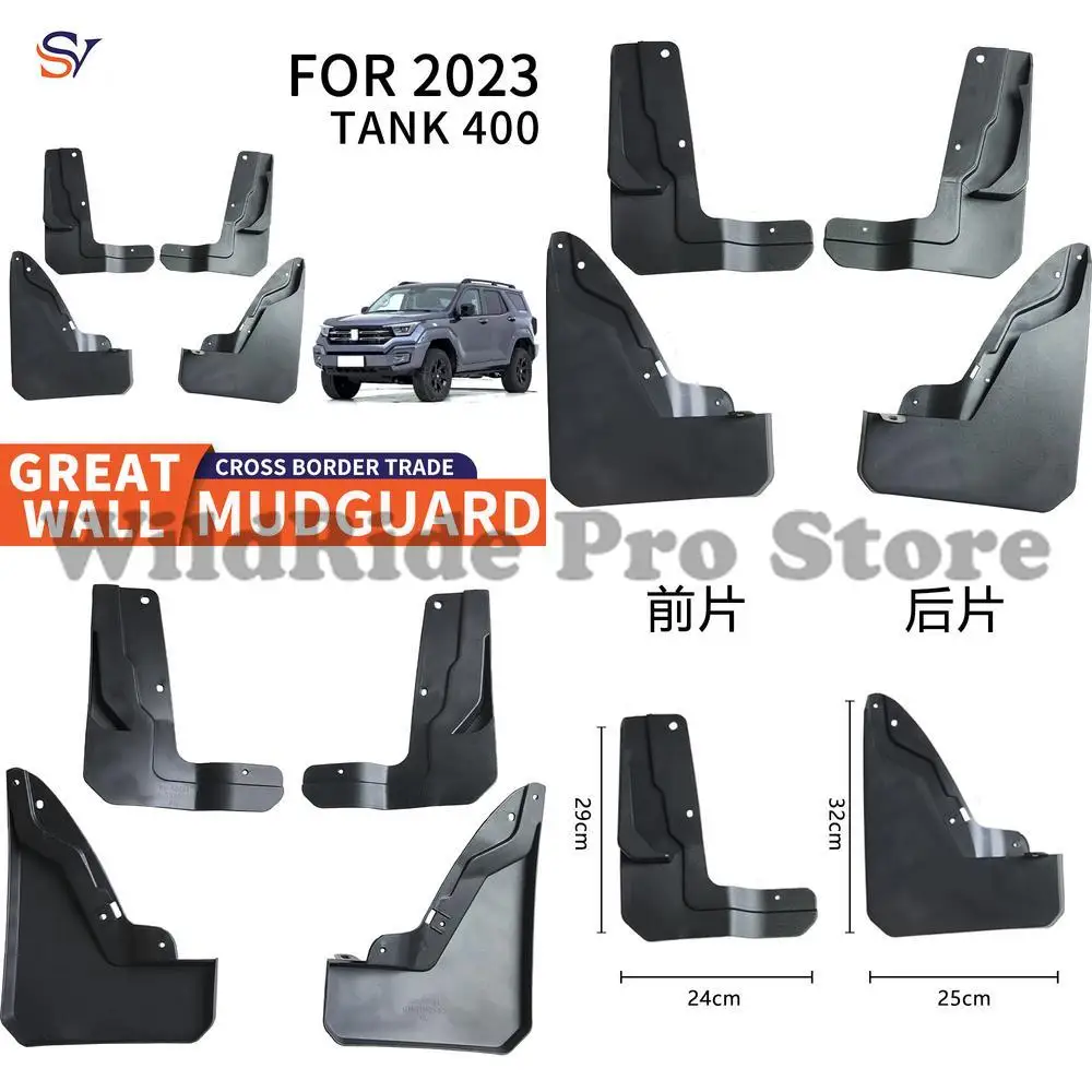 

Front & Rear Mud Flaps for 2023 Great Wall Tank 400 Easy Installation PP Soft Rubber Material Tire Fender Guards Protection