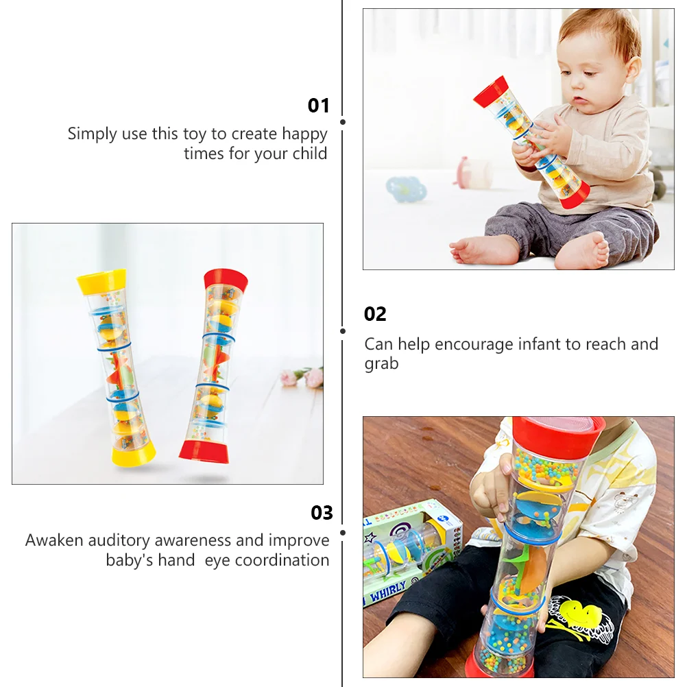 Brinquedos educativos para crianças, Grabbing Toy, Instrumento musical, Rainbow Stick Shaker, Crianças