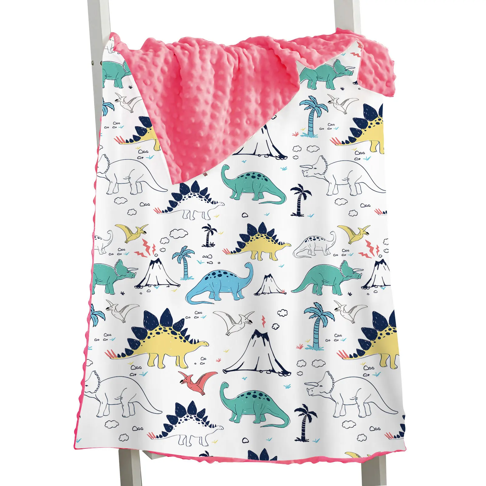 Imagem -02 - Macio Dinossauro Impressão Cobertor para Bebê Recém-nascido Swaddle Wrap Quente Jogue Cobertor para Cama Sofá Home Decor Infantil Presente de Aniversário