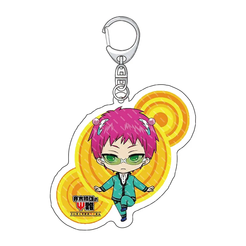 6CM Anime The Disastrous Life of Saiki Kusuo Acrylic Keychain Saiki Kusuo Teruhashi Kokomi Figure Pendant Keyring Jewelry