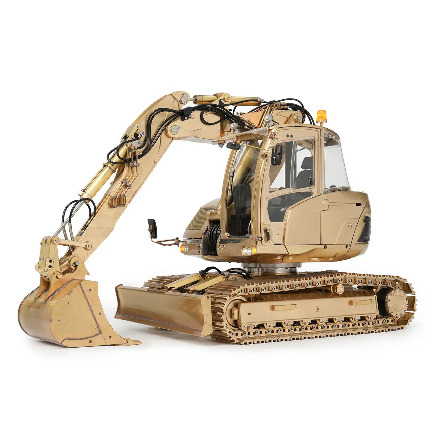 LESU MC15 Brass Excavator 1/14 Hydraulic Remote Control 4-Section Boom Tracked Excavator Model Toy Limited Edition