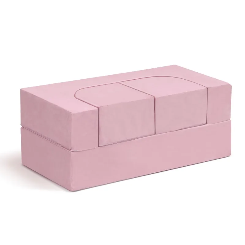 Set di divani modulari rosa per bambini Divano da gioco componibile convertibile con pouf Mobili in morbida schiuma per sala giochi e camera da letto per bambini