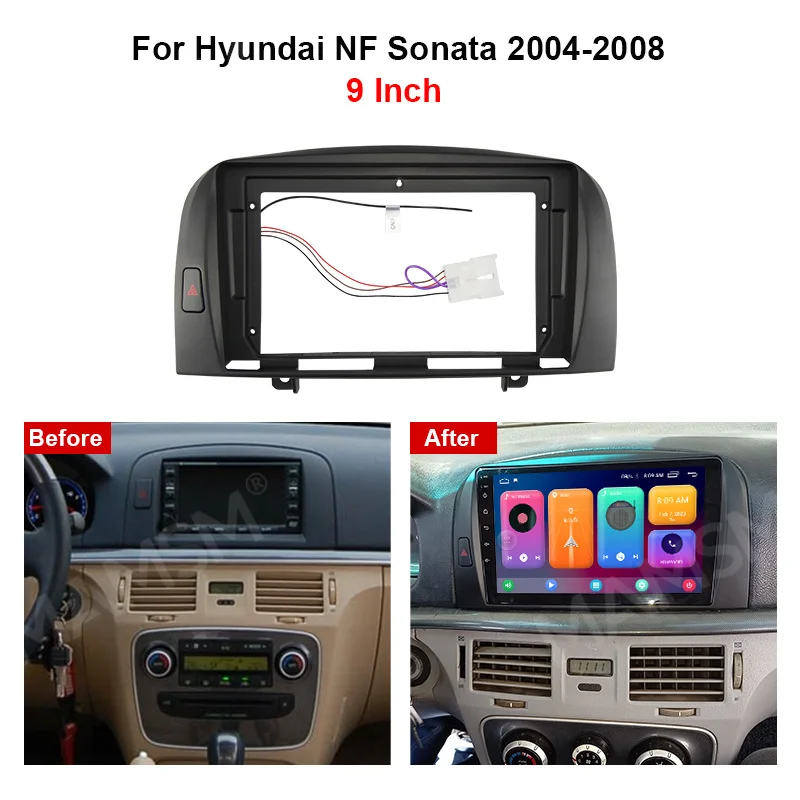 MAMSM 9 INCH For Hyundai NF SONATA 2004-2008 Android Car Radio Fascia Stereo Frame GPS MP4 Multimedia Navigation Wiring Harness