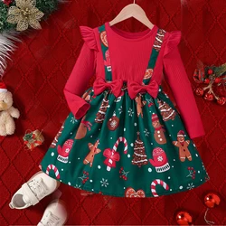 Newborn Clothing for Christmas Family Party 1-6Y Long Sleeve Full Printing Romper One Piece Toddler Baby Girl Costume Santa Clau