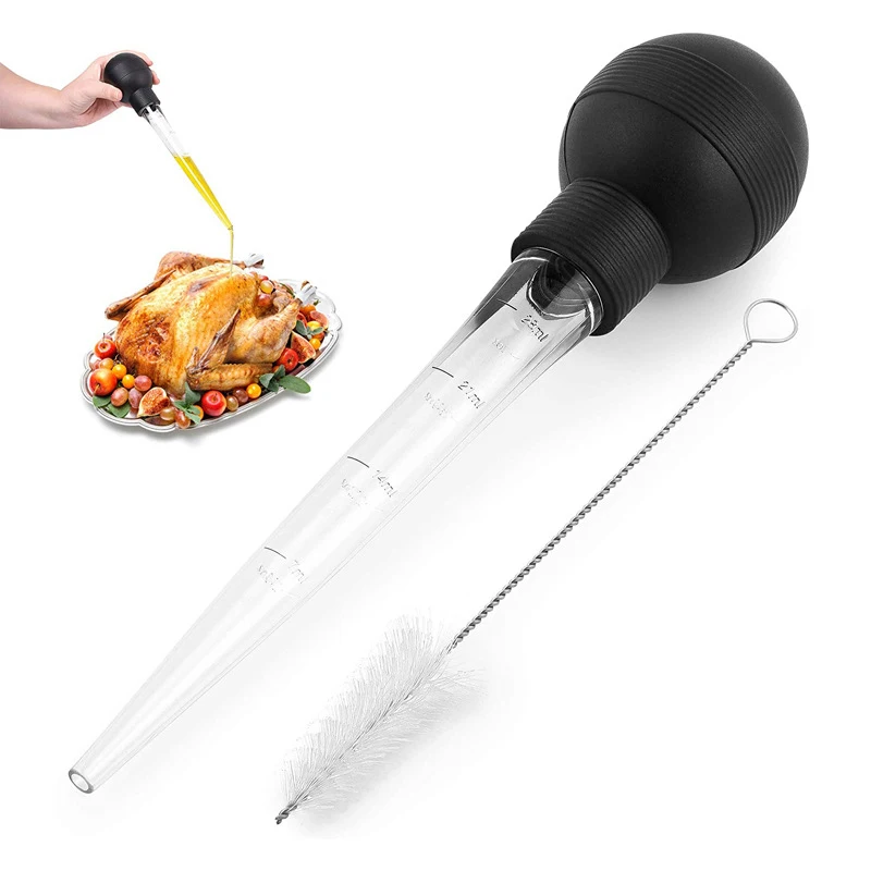 Turkey Oil Dropper Cooking Turkey Chicken Oil Dropper BBQ Food Flavour Baster Syringe Tube Pump Pipe Kitchen Tools