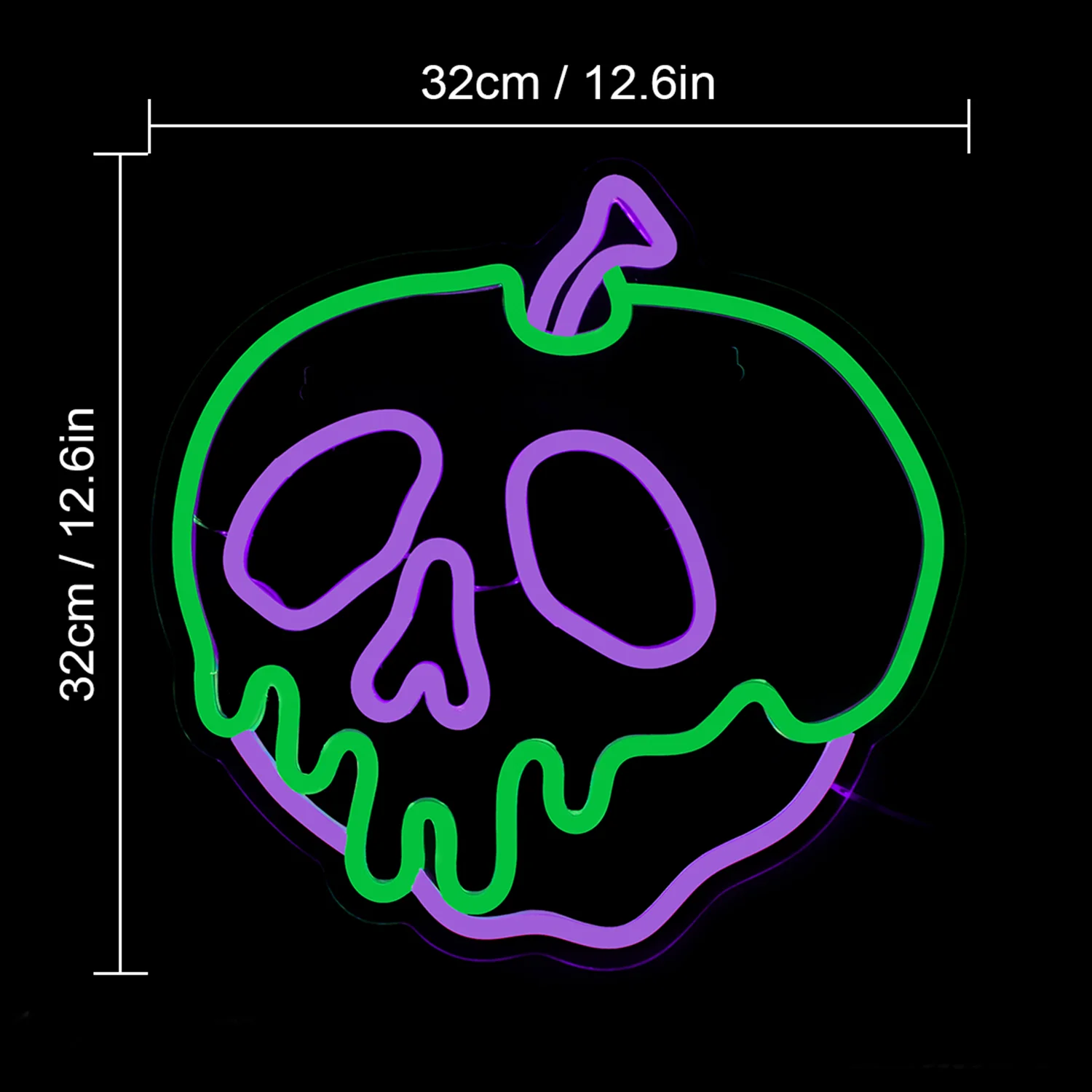 Letrero de neón de calavera y manzana, luces LED alimentadas por USB para habitación de niños, Casa Encantada, decoración de Bar, arte de pared de fiesta de Halloween, decoración de logotipo