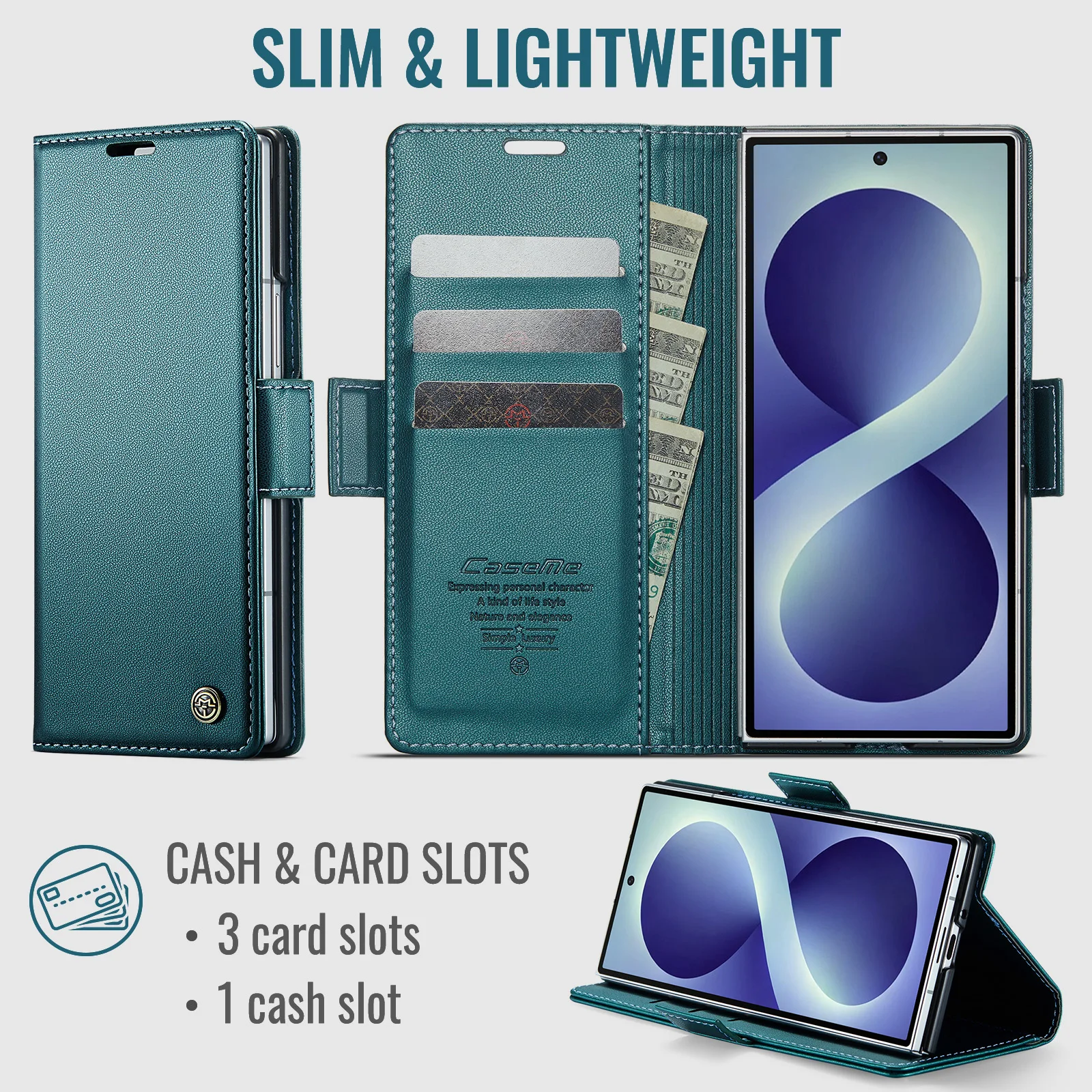 For Samsung Galaxy Z Fold 8 Ultra Caseme-023 Book Style Flip PU Leather Wallet Case Fold Card Slot Pocket Bag Stand Phone Cover