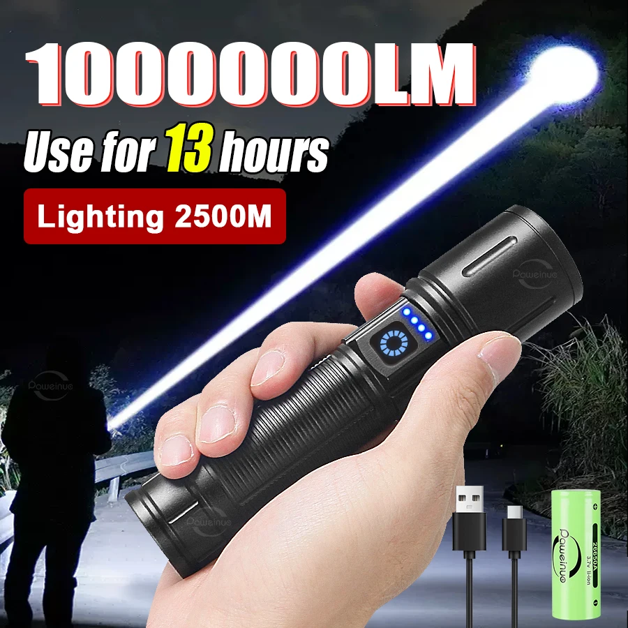 Ultra Flashlight High Power White Laser USB Rechargeable Flashlights 18650 Battery Hunting Acessories Waterproof Tactical Torch