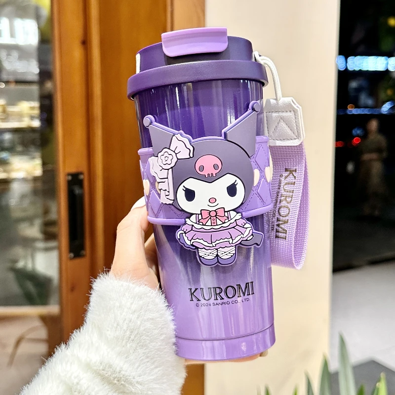 520ml Sanrio Hello Kitty Stainless Steel Thermos Kawaii Kuromi Cinnamoroll Girl Coffee Water Bottle Double Drinking Tumbler