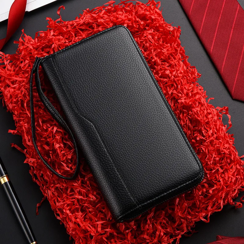 Brand Design Men's PU Leather Wallets With Zipper Coin Pocket Vintage Big Capacity Male Short Money Long Purse Card Holder New
