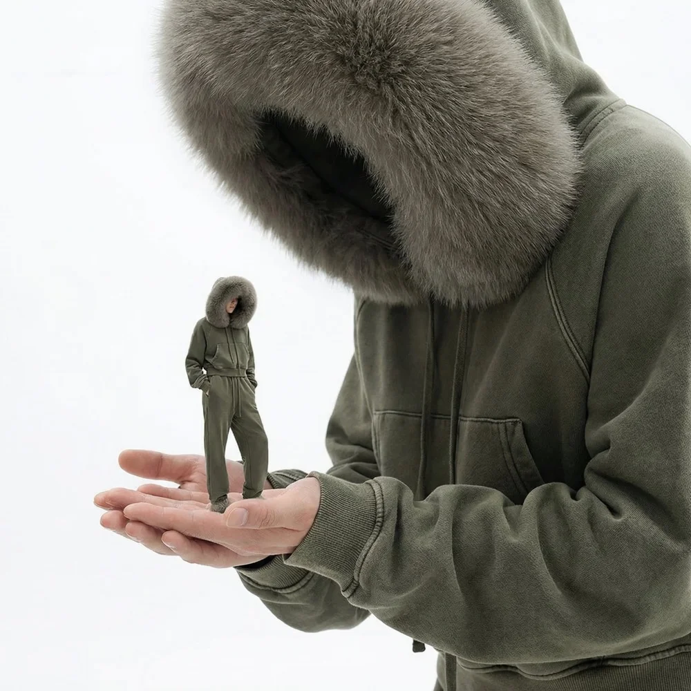 

Sweatshirt Women Real Fur Collar Insfleece-lined Versatile Cropped Smooths Silhouette Zip-up Hooded with Fur New Spring Autumn
