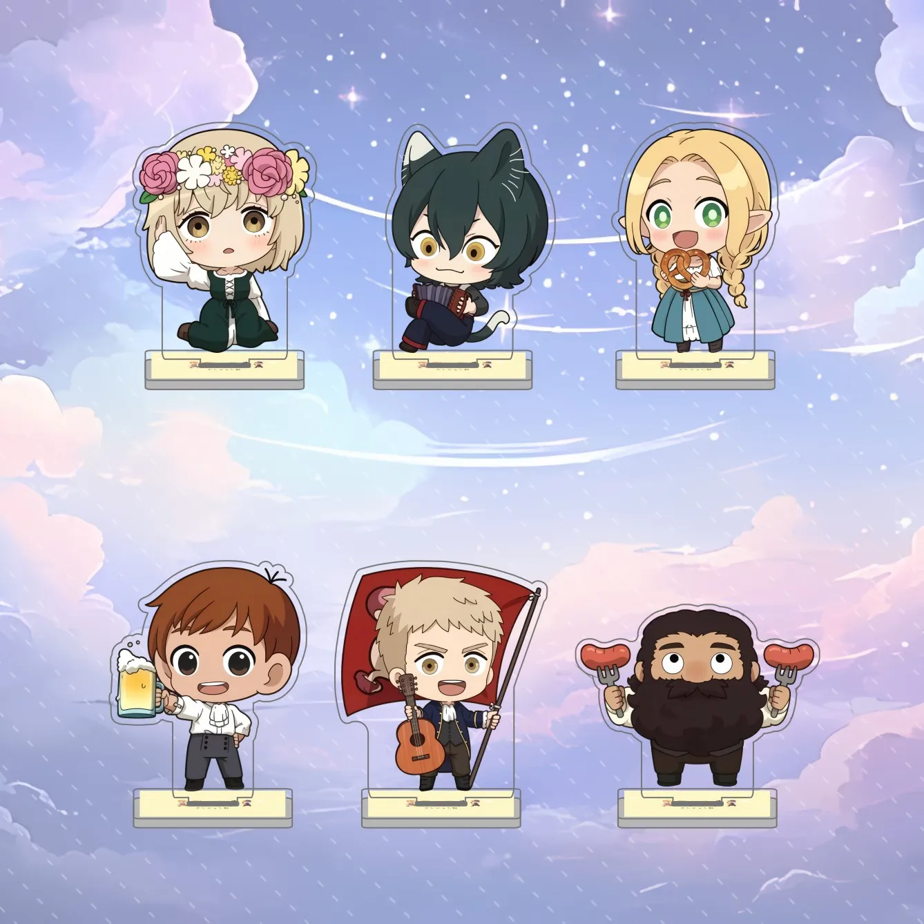 Anime Delicious in Dungeon Acrylic Stand Keychain 10CM Chibi Style Falin Chilchuck Senshi Desktop Ornament Birthday Gift