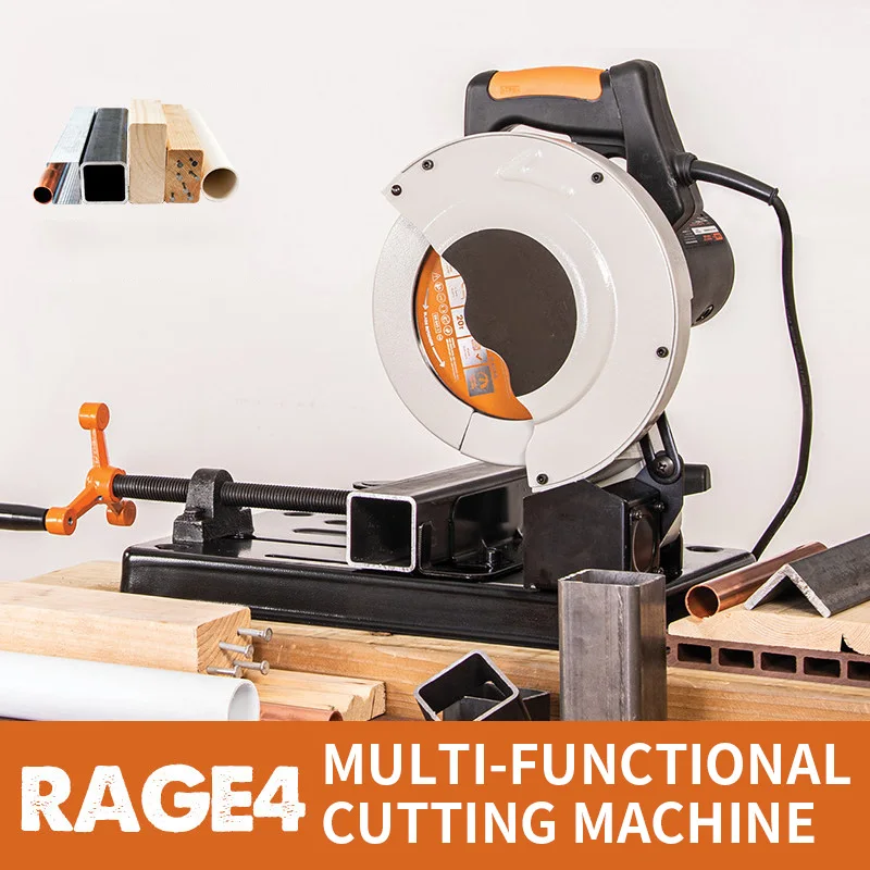 RAGE4 Multi-Purpose Cutting Saw with 0-45° Beveling Function, Aluminum/Steel/Wood 220V Cutting Saw