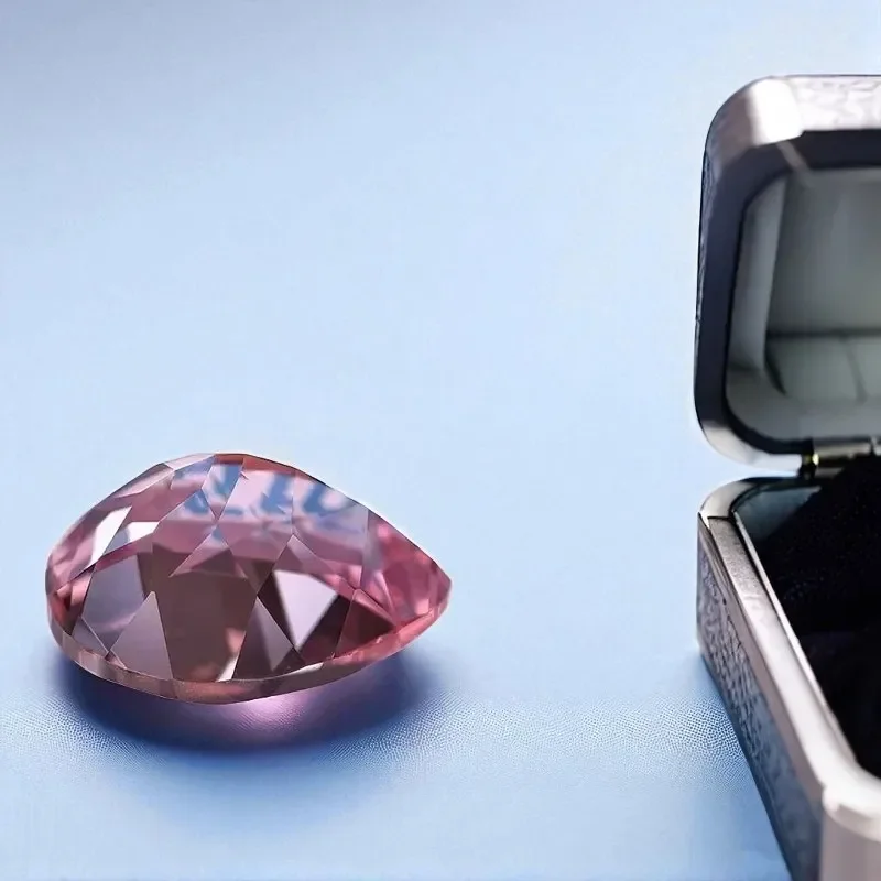 L-Top شروق الشمس الوردي اللون مختبر نمت الياقوت الكمثرى شكل VVS1 الأحجار الكريمة الخرز Diy بها بنفسك صنع المجوهرات شهادة اختيار